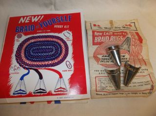 Vintage 1967 Nu Flex Braid It Yourself Hobby Kit Rug Making,  3
