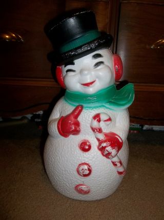 Vintage 12 " Blow Mold Snowman Christmas Holiday