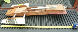 Vintage Classic Wooden Hughey Hydroplane Rc Boat,  36 " Long