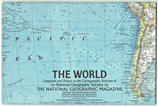 ⫸ 1965 - 2 February Vintage Map Of The World National Geographic A1