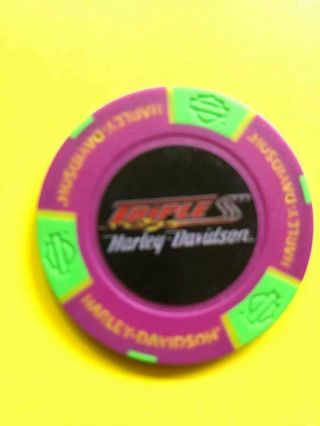 Triple S Harley Davidson Full Color Poker Chip / West Virginia / Purple &green