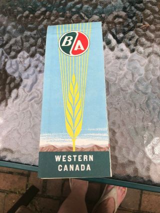 Vintage 1953 Highway Map Of Western Canada,  British American Oil Co