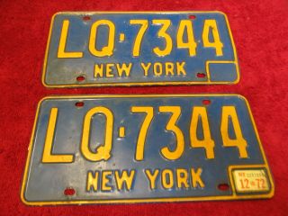 York State Matched License Plates Tags Man Cave Garage Art 1966 - 1973