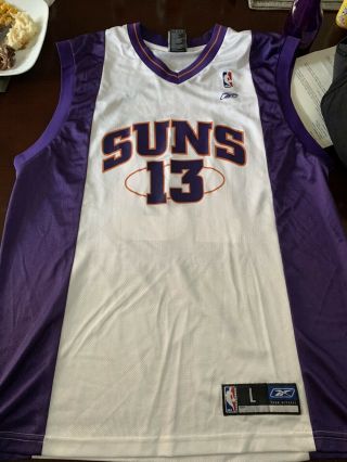 Vintage Steve Nash 13 Phoenix Suns Nba Reebok Jersey Size Large White Purple