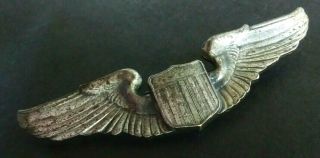 Vtg Authentic Silver Gemsco Wwii Aviator Usaaf Air Corp Force Pilot Wings 3 " Pin