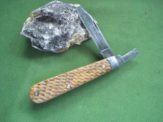 Vtg Schrade Cut Co Walden Ny Usa Peachseed Jigged Bone Knife Parts Repair