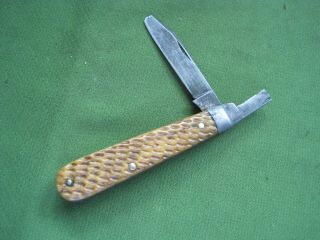 Vtg Schrade Cut Co Walden NY USA Peachseed Jigged Bone Knife PARTS REPAIR 2