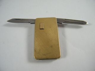 Vintage Lestage Gold Filled Money Clip With Knife And File