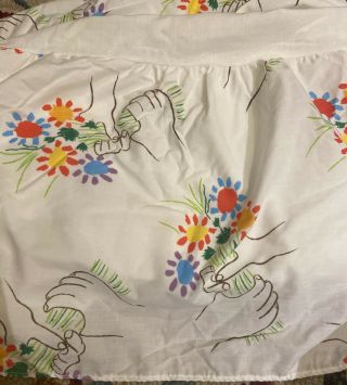 Vintage Picasso Bouquet Of Peace Bedskirt Twin Euc Rare