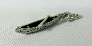 Vtg Native American Canoe Boat With Paddle 3d 925 Solid Sterling Silver Charm