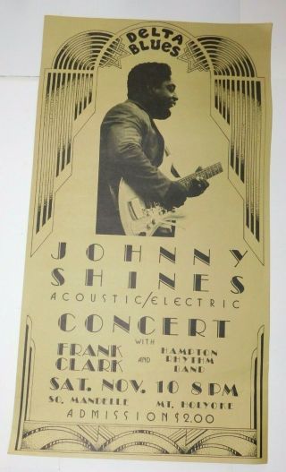 Vintage Mount Holyoke College Memphis Blues Johnny Shines Concert Poster
