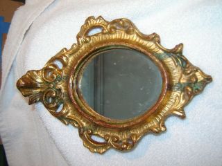 Vintage Florentine Italy Florentia Toleware Ornate Gold Frame Oval Mirror