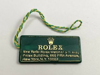 Vintage Rolex Oyster Green Plastic Hang Tag With Fifth Avenue York Address