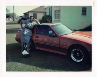 Sassy Thick Woman Posed By Car Black African American Vtg Polaroid Photo 302
