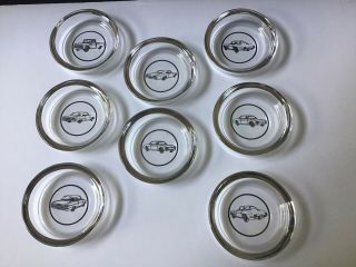 Chevrolet Glass Coasters Set Of 8 Nos - 1960’s Vintage Chevy