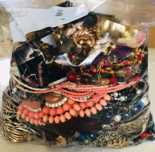 Mixed Box Of Wearable Jewelry,  Vintage To Modern,  No Junk,  8 Lbs 5.  1 Oz.