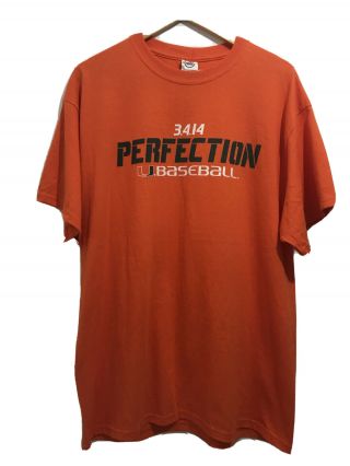 Vintage Um Miami Hurricanes Baseball Team Perfect Season T - Shirt 2014 Acc Champs