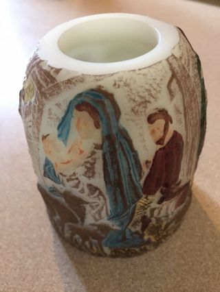 Vintage Fenton Hand Painted Nativity Fairy Lamp Shade Only Signed