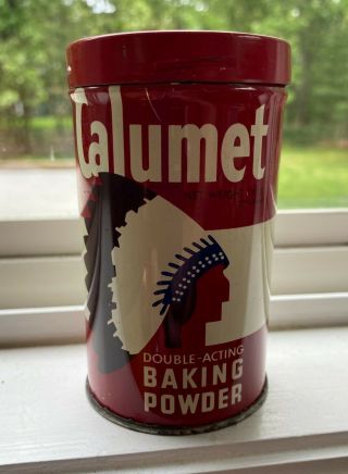 Vintage Can Calumet Double Acting Baking Powder Tin Indian Logo General Foods Ny