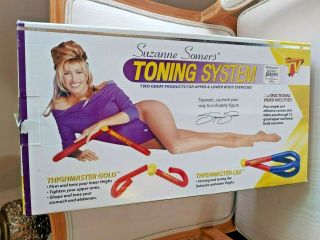 Vintage Suzanne Somers Toning System Thighmaster Gold And Lbx Vhs & Instructions