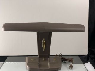 Vintage Desk Lamp Moe Light Industrial Art Deco Brown Metal Airplane Wing Mcm