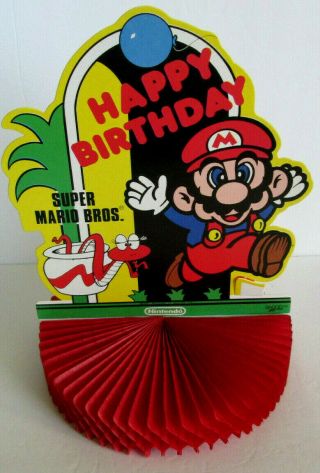 Vintage Mario Bros.  Party Centerpiece " Happy Birthday " Nintendo 1989
