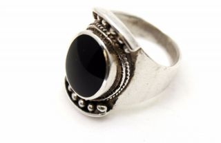 Vintage Sterling Silver And Black Onyx Ring Size 8 From Thailand Early 1960s