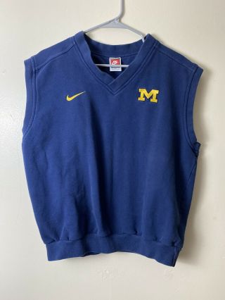 Vintage 90s Nike Team Sports Michigan Wolverines Sweatshirt Vest Size L