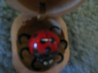Vintage Lady Bug In A Wood Wooden Box Case Moving Novelty Play Toy Handpainted 3