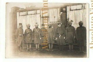 Ww1 Railway Photo Indian / Sikh ? & Belgian ? Soldiers Etc France Vintage 1917