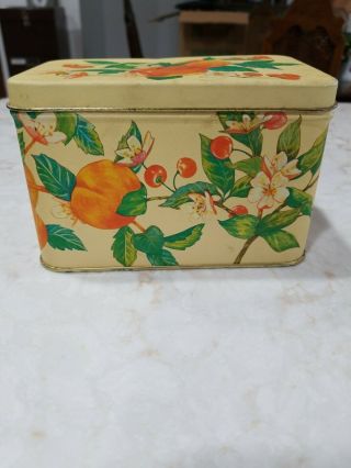 Vintage 1982 Metal Tin Apples Kitchen Recipe Holder Storage Organizer Stash Box