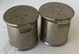Vintage American Airlines Metal Chrome Salt & Pepper Shakers 1” Tall 7/8” Round