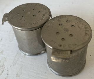 VIntage American Airlines Metal Chrome Salt & Pepper Shakers 1” Tall 7/8” Round 2