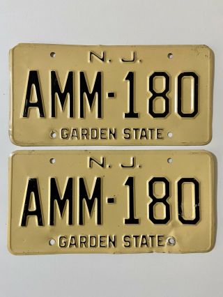 1960s Jersey License Plate Matched Pair Amm - 180 “garden State” Man Cave