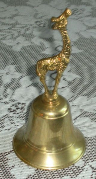 Vintage Brass Giraffe Shaped Bell - Hand Held - Heavyweight - Well Made - Exc,