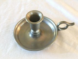 Vintage Connecticut Pewter Candle Holder - With Finger Hold