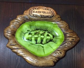 Treasure Craft Death Valley Ashtray - Funky Green Glazed & Brown 1960 