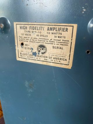 RCA Vintage SVP - 10 MI - 12198 tube amplifier 6V6 Look at Pictures 2