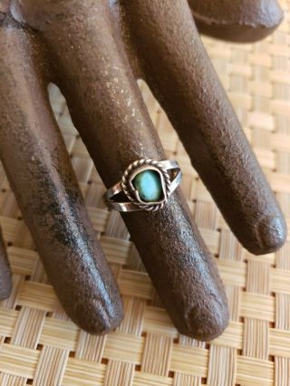 Vintage Sterling Silver Native American Navajo Turquoise Ring Sz 4.  5 Repair