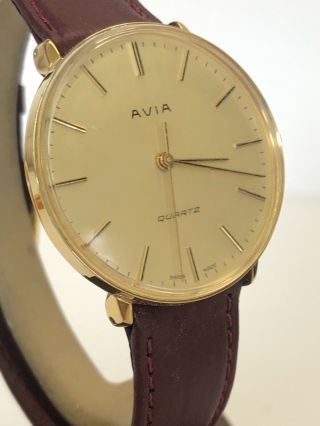 Avia Vintage Gents Quartz Dress Watch With Burgundy Leather Strap