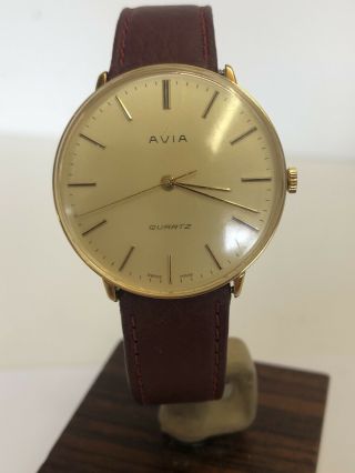 Avia Vintage Gents Quartz Dress Watch With Burgundy Leather Strap 3