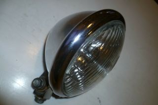 Vintage Bates Headlight/ Headlamp Complete Chrome Steel,  Single Post Mount
