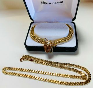 Vintage Jewellery Pierre Cardin Gold Plated Necklace/padlock Bracelet