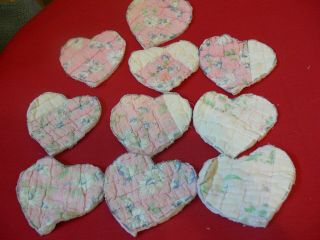 Vintage Quilt Heart Cut Outs For Use In Crafts