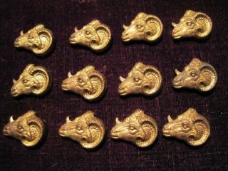Vtg Rams Head Miniatures Brass Finding Stamping.  75 "