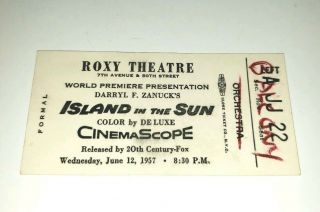 Vintage 20th Century Fox Movie Promo 4 - 1957 Island In The Sun Ticket Zanuck
