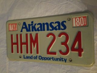 Vintage 1980 May 80 Arkansas Ar License Plate Hhm 234 Land Of Opportunity