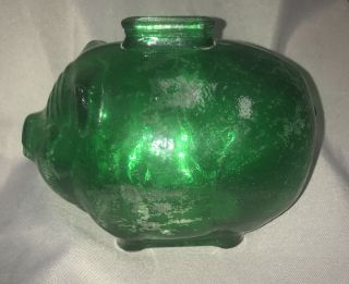 Vintage Glass Piggy Bank Top Coin Slot - Green Is Scratched And Missing