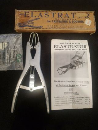 Vintage Elastrator Castrating & Docking Instrument For Livestock W/ Box & Papers