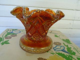 Vintage Imperial Fashion Pattern Marigold Carnival Glass Vase - Punch Bowl Base